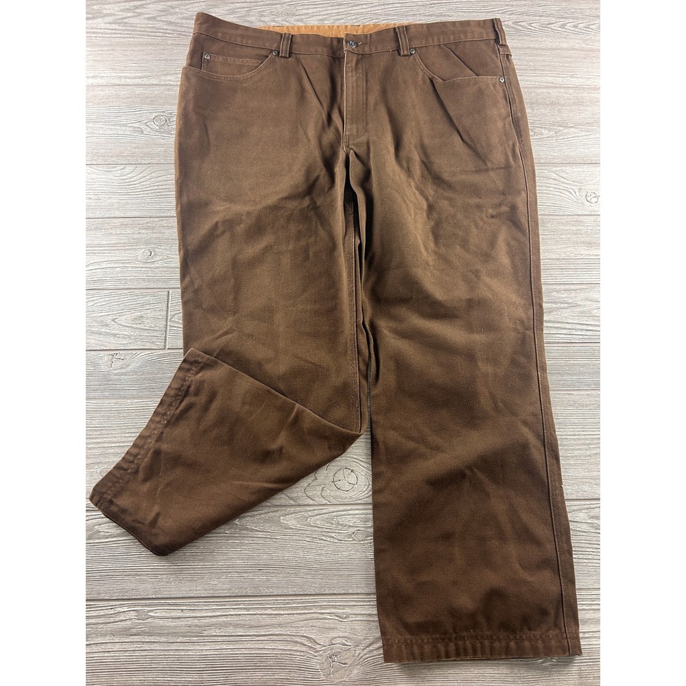 Duluth Trading Co Mens Brown Fire Hose Cotton Canvas Work Pants 44x30 (Fits 28)